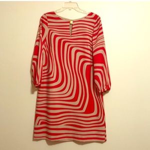 EUC Tahari red and tan print dress size 8.